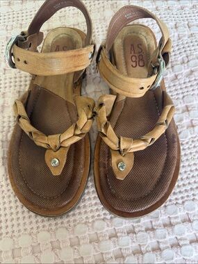 A.S.98 Tarron Tan Leather Sandals with Ankle Strap size 39